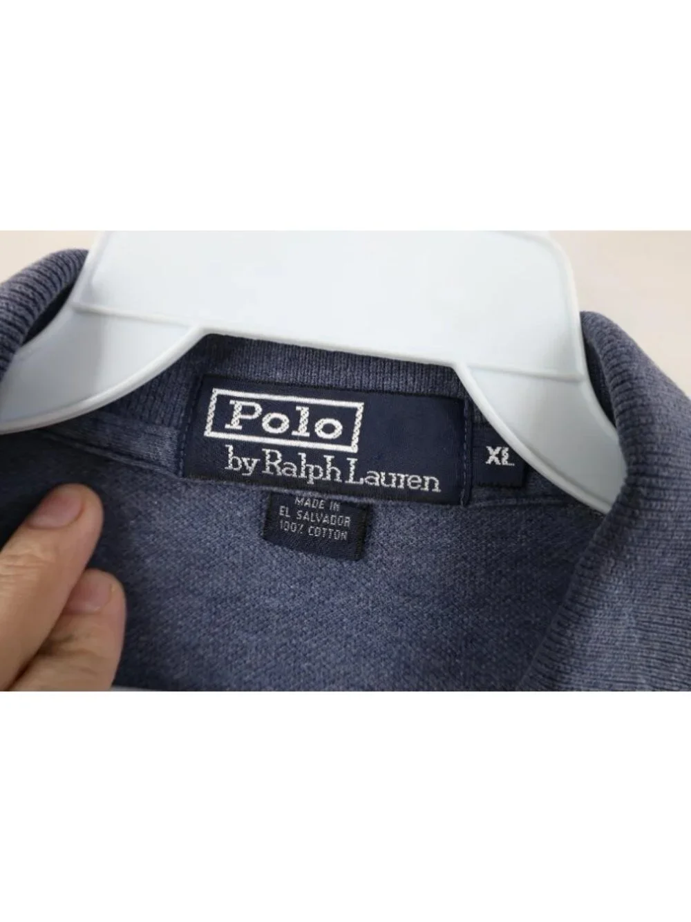 Vintage 90s Ralph Lauren Mens XL Faded Pique Cotton Knit Golf Polo Shirt Blue